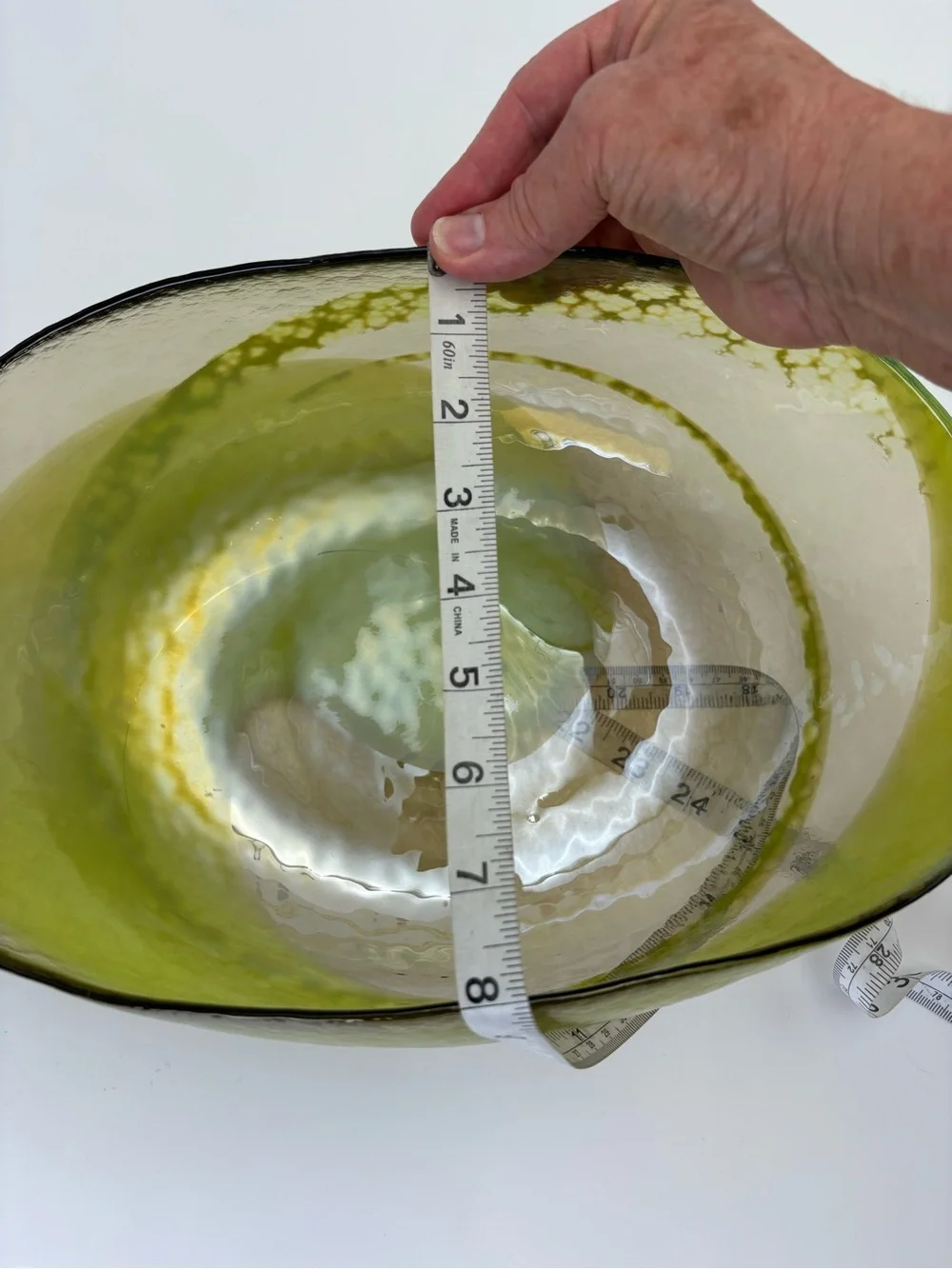 Crate & Barrel Agave Large Centerpiece Bowl Green Murano Glass Made In Italy